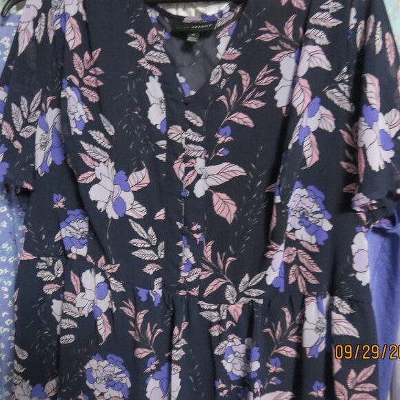 Lane Bryant Plus Size Purple Floral Slip on Blouse - Picture 1 of 5